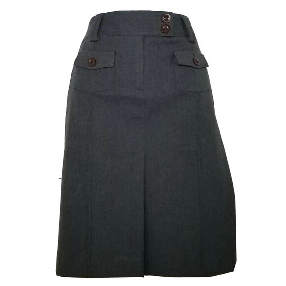 Ann Taylor Loft Skirt 4 Petite Gray Pleated Pockets Above Knee 4P Work Career - Picture 1 of 7